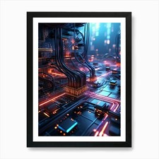 Listing image for High Tech Neural Network Intertwini Framed Wall Art Poster Canvas Print Picture
