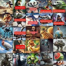 Listing image for 65pcs Brainrot Cartoon Stickers Pack Waterproof Funny AI Scrapbook Memes UK Rot