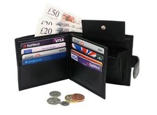 Listing image for Designer Mens Leather Wallet RFID SAFE Contactless Card Blocking ID Protection