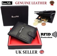 Listing image for Designer Mens Leather Wallet RFID SAFE Contactless Card Blocking ID Protection
