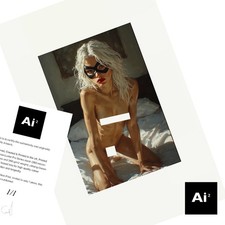 Listing image for A4 ART PRINT Black Cat Art Nude 008 ART by Ai2 Collectible Ltd Edition 1 of 1 AP