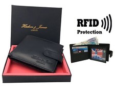 Listing image for Mens Leather Wallet RFID Blocking Soft Genuine Card Slots Id Window Coin Pocket