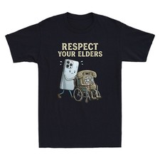 Listing image for Respect Your Elders Retro Smartphone Technology Funny Meme Quote Men's T-Shirt