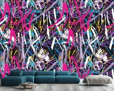 Listing image for Graffiti Splatter Wallpaper Mural, Colorful AI Art Print Peel and Stick