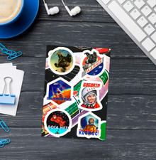 Listing image for Soviet vintage space stickers — Sticker sheet, sticker pack, macbook skin