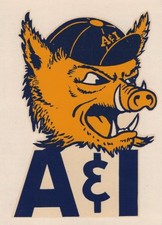 Listing image for Vintage Hog Head Mascot Sticker Decal A&I 12x8in Metal Sign Poster Mascot